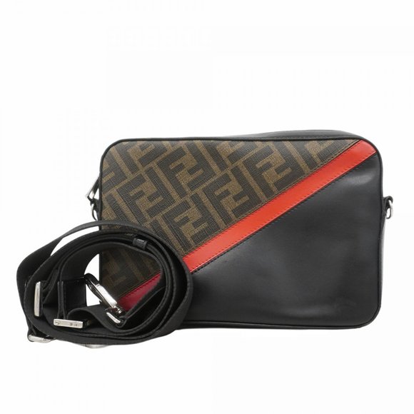 Fendi Zucca Leather Shoulder Bag in Brown, Black, and Red for Women - Picture 1 of 10